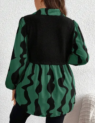 Camasa SHEIN CURVE, verde/negru
