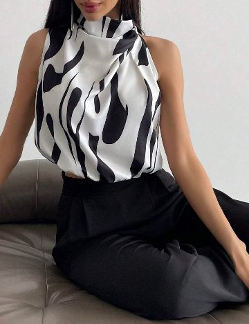 Bluza SHEIN, alb/negru