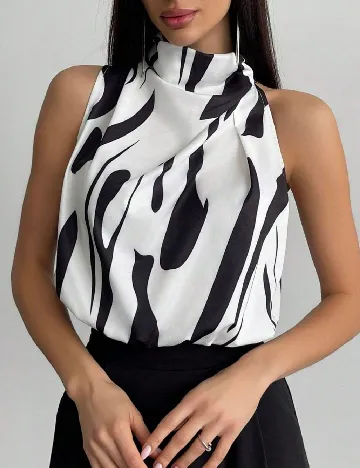 Bluza SHEIN, alb/negru