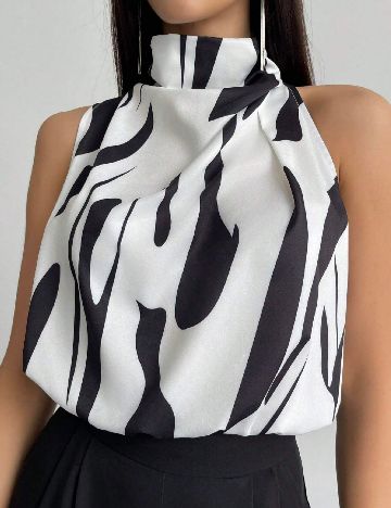 Bluza SHEIN, alb/negru