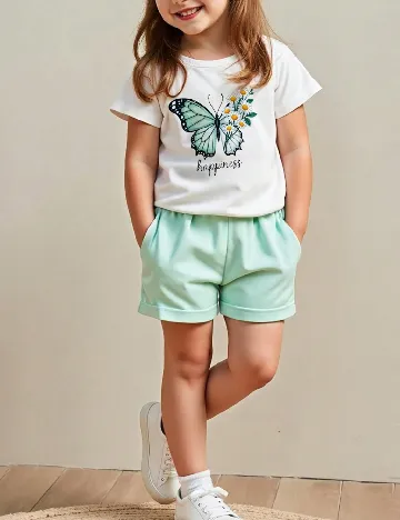 Compleu Shein Kids, alb/verde