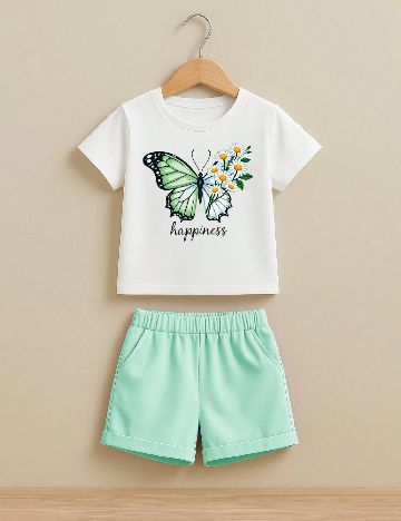 Compleu Shein Kids, alb/verde