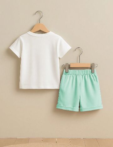 Compleu Shein Kids, alb/verde