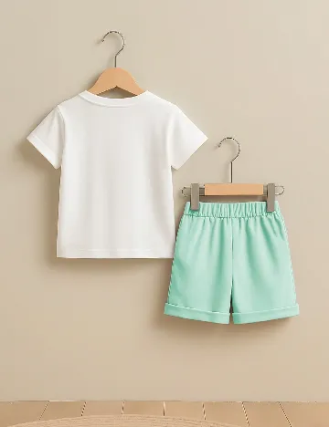 Compleu Shein Kids, alb/verde