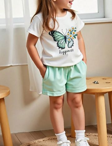 Compleu Shein Kids, alb/verde