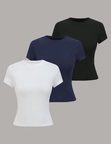 Set Tricouri 3 bucati SHEIN, mix culori