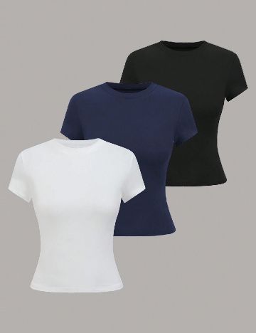 Set Tricouri 3 bucati SHEIN, mix culori