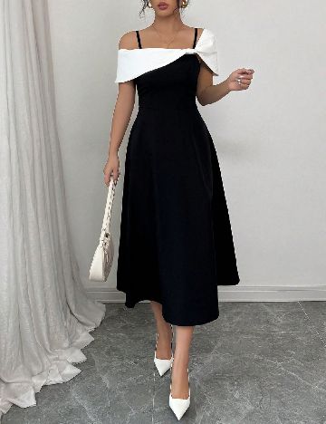 Rochie medie SHEIN, alb/negru