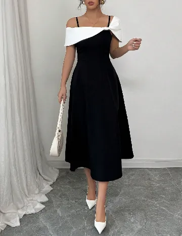 Rochie medie SHEIN, alb/negru