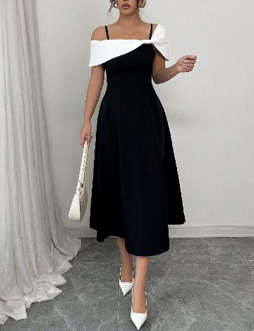 Rochie medie SHEIN, alb/negru