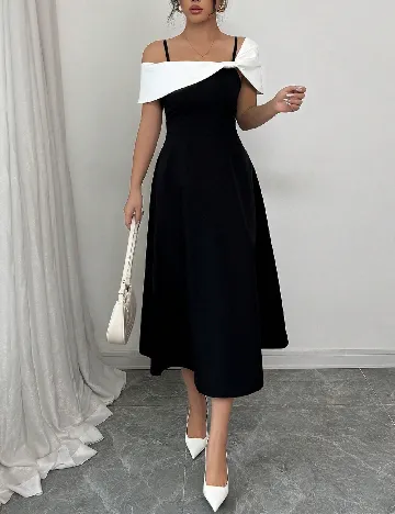 Rochie medie SHEIN, alb/negru