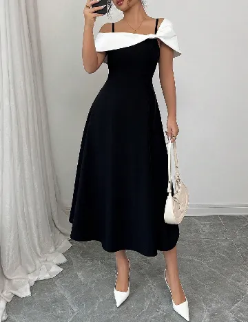 Rochie medie SHEIN, alb/negru