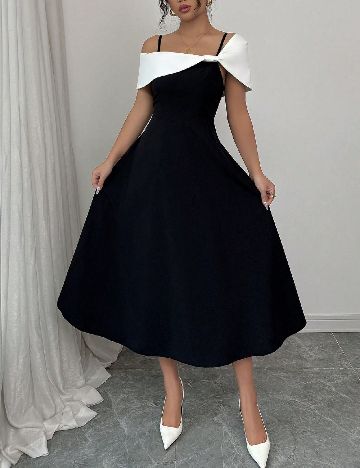 Rochie medie SHEIN, alb/negru