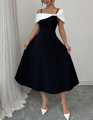 Rochie medie SHEIN, alb/negru