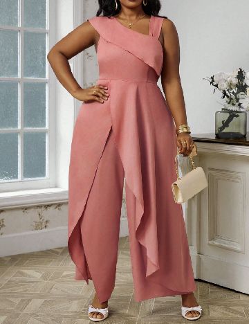 Salopeta SHEIN CURVE, roz pudra