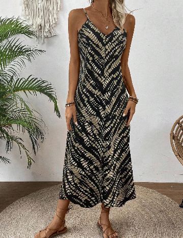Rochie medie SHEIN, negru/bej