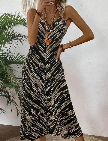 Rochie medie SHEIN, negru/bej
