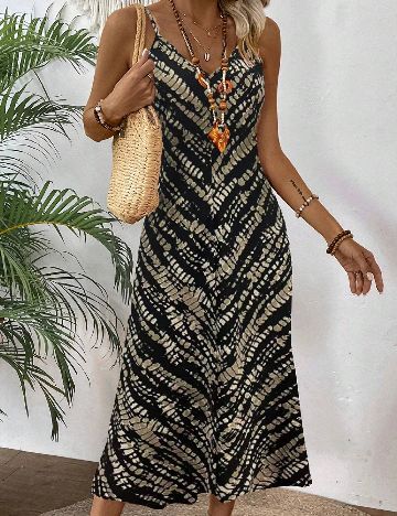 Rochie medie SHEIN, negru/bej