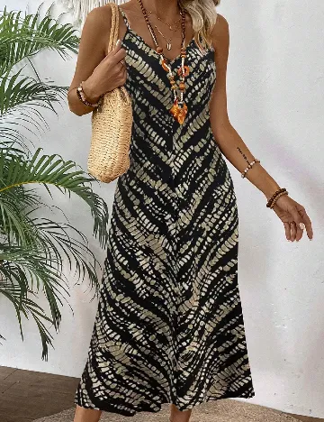 Rochie medie SHEIN, negru/bej