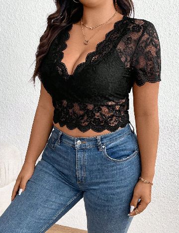 Top SHEIN CURVE, negru