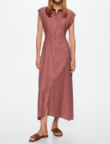Rochie medie Mango, roz pudra inchis
