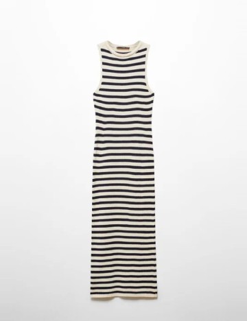 Rochie medie Mango, ecru/negru