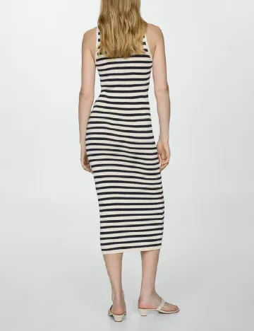 Rochie medie Mango, ecru/negru