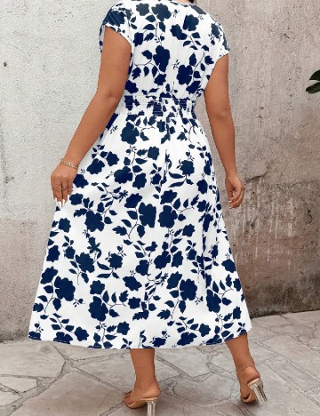 Rochie medie SHEIN, albastru/alb