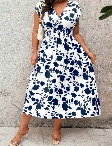 Rochie medie SHEIN, albastru/alb