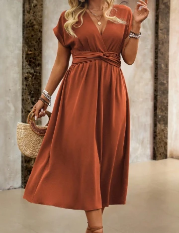Rochie medie SHEIN CURVE, caramiziu