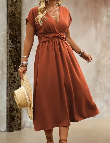 Rochie medie SHEIN CURVE, caramiziu