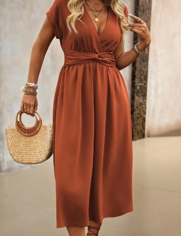 Rochie medie SHEIN CURVE, caramiziu
