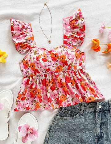 Top SHEIN, floral print