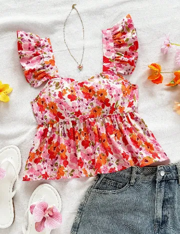 Top SHEIN, floral print