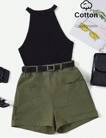Compleu SHEIN, verde/negru