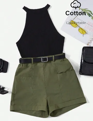 Compleu SHEIN, verde/negru