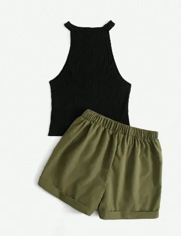 Compleu SHEIN, verde/negru