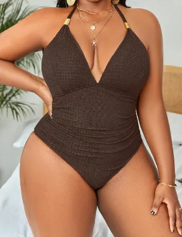 Costum de baie SHEIN CURVE, maro
