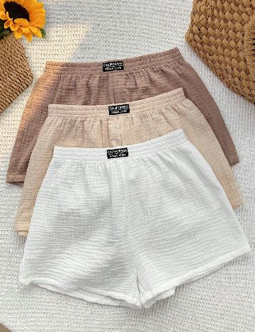 Set Pantaloni scurti 3 perechi Shein Kids, mix culori
