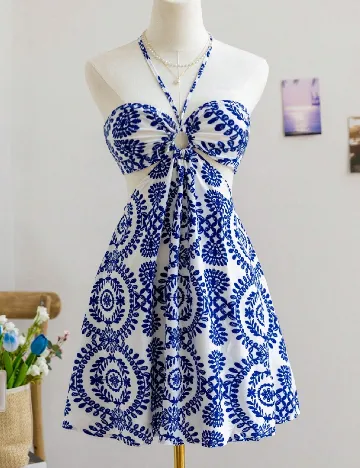 Rochie scurta SHEIN, alb/albastru