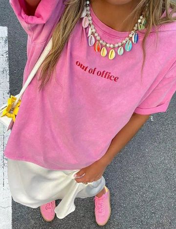 Tricou Oversize SHEIN, roz
