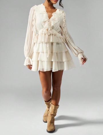 Rochie scurta MOTF, ecru