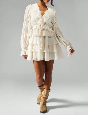 Rochie scurta MOTF, ecru