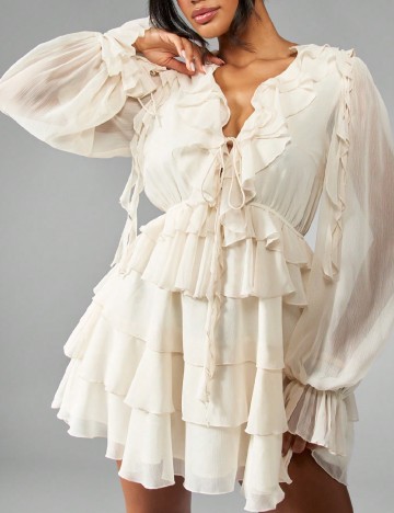 Rochie scurta MOTF, ecru