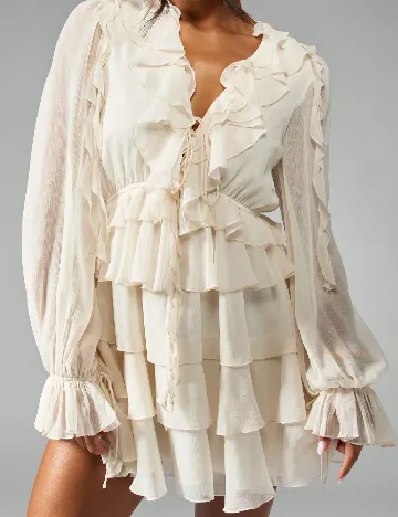 Rochie scurta MOTF, ecru