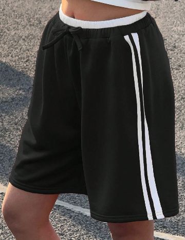 Pantaloni scurti Shein Kids, negru/alb