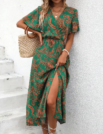 Rochie medie SHEIN, verde/portocaliu
