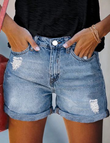 Pantaloni scurti SHEIN, albastru