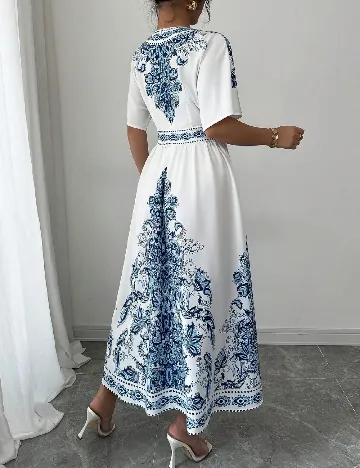 Rochie medie SHEIN, alb/albastru