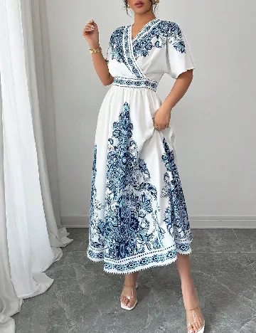 Rochie medie SHEIN, alb/albastru